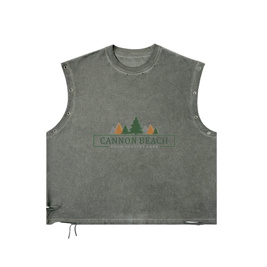 Distressed Grommet Eyelet Tank Top