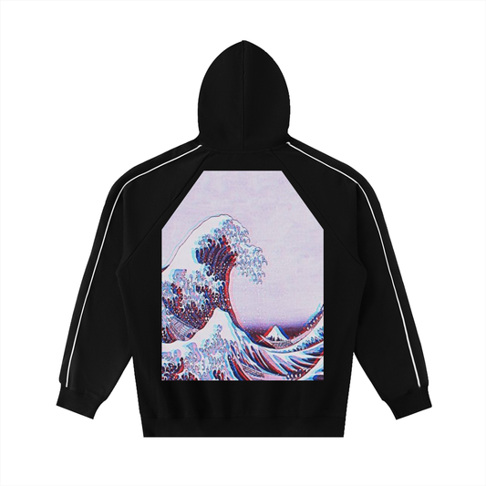 Contrast Piping Raglan Hoodie