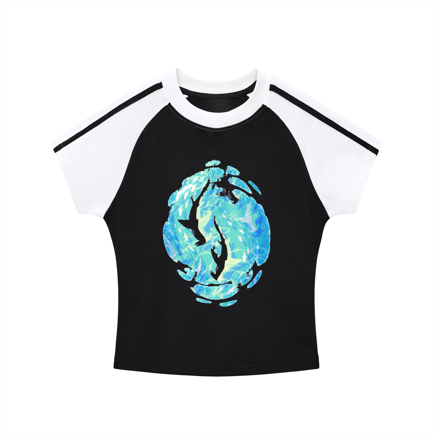 Contrast Stripes Bodycon Raglan  Sleeve T-Shirt