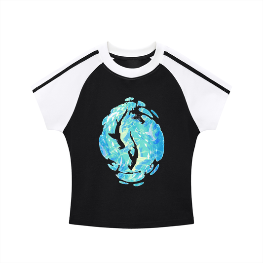 Contrast Stripes Bodycon Raglan  Sleeve T-Shirt