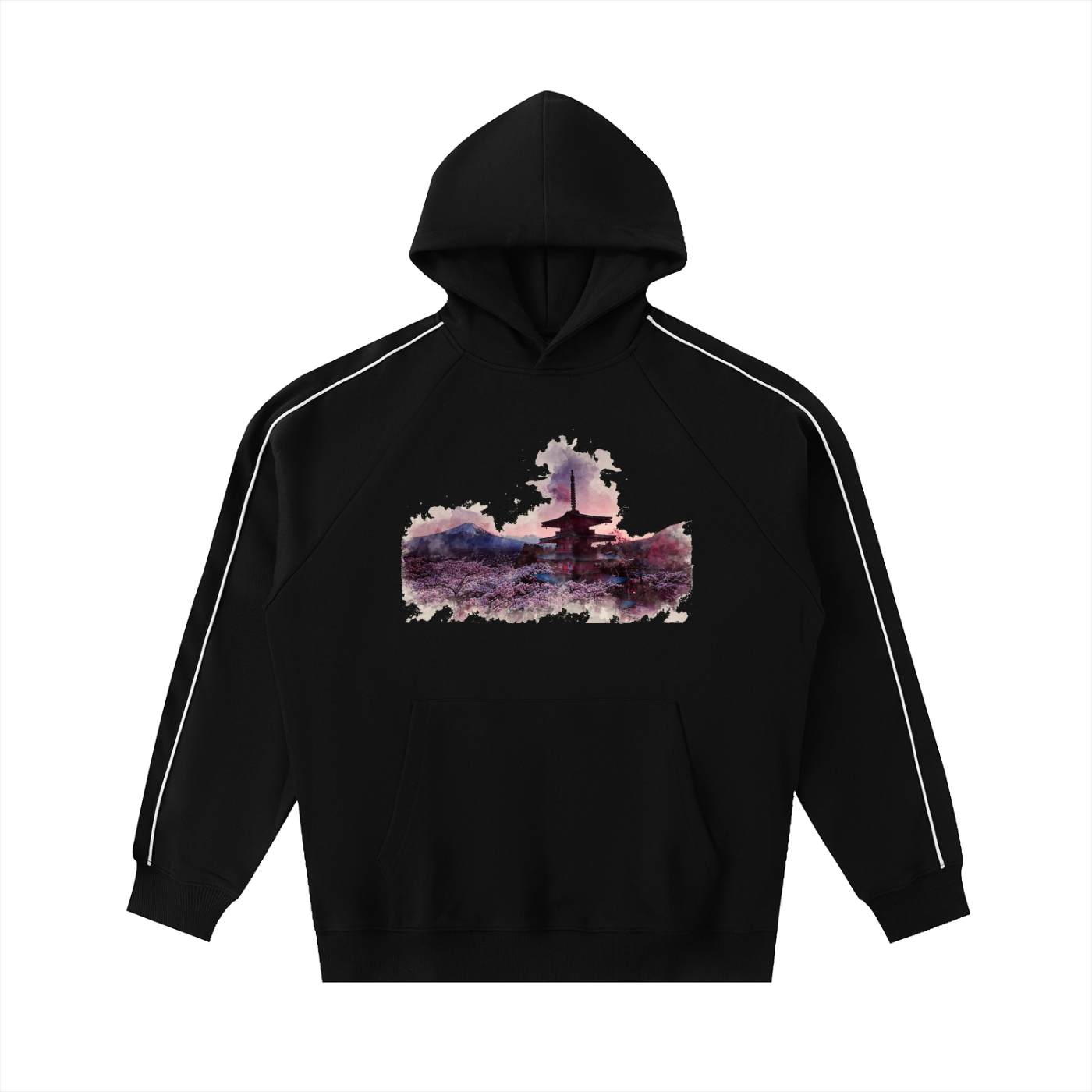 Contrast Piping Raglan Hoodie
