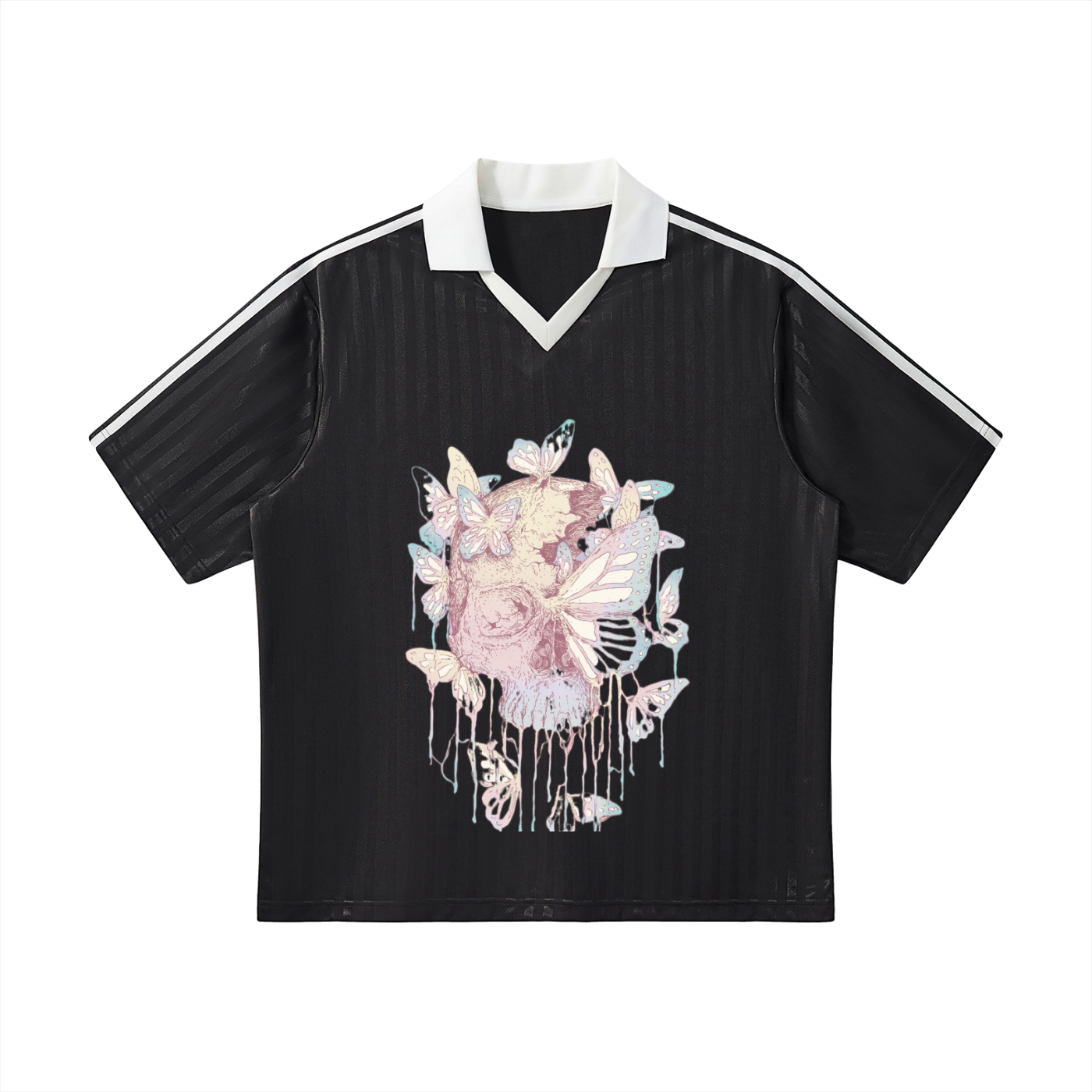 Contrast Collar Striped Soccer Jersey
