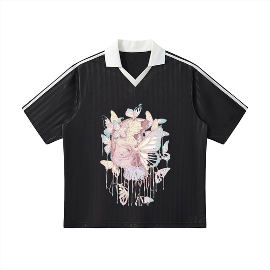 Contrast Collar Striped Soccer Jersey